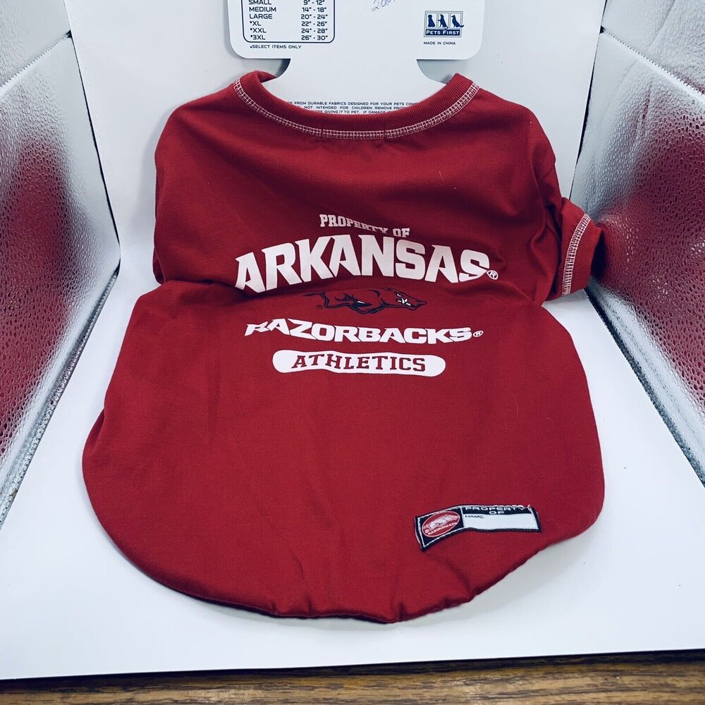Pets First NCAA Razorback Tee Shirt for Dogs - Officially Licensed Sz Large NEW